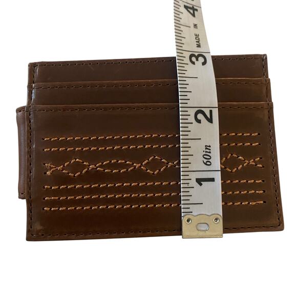 NWT Men’s Justin’s BOOT STITCH CARD WALLET with Money Clip in Brown 22125662M3 - Picture 9 of 11